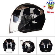 Moto Half Face Double Lens Helmet - Blue Force Sports