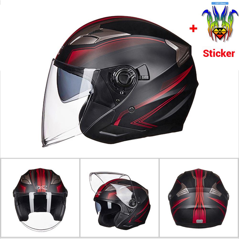 Moto Half Face Double Lens Helmet - Blue Force Sports