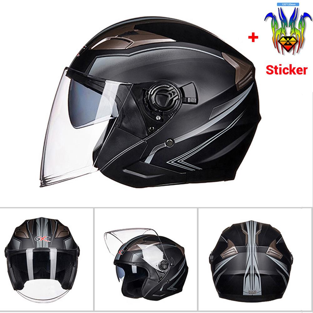 Moto Half Face Double Lens Helmet - Blue Force Sports