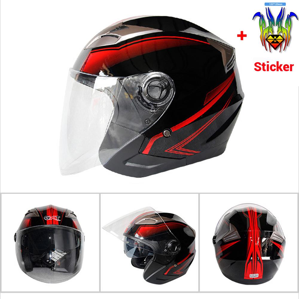 Moto Half Face Double Lens Helmet - Blue Force Sports
