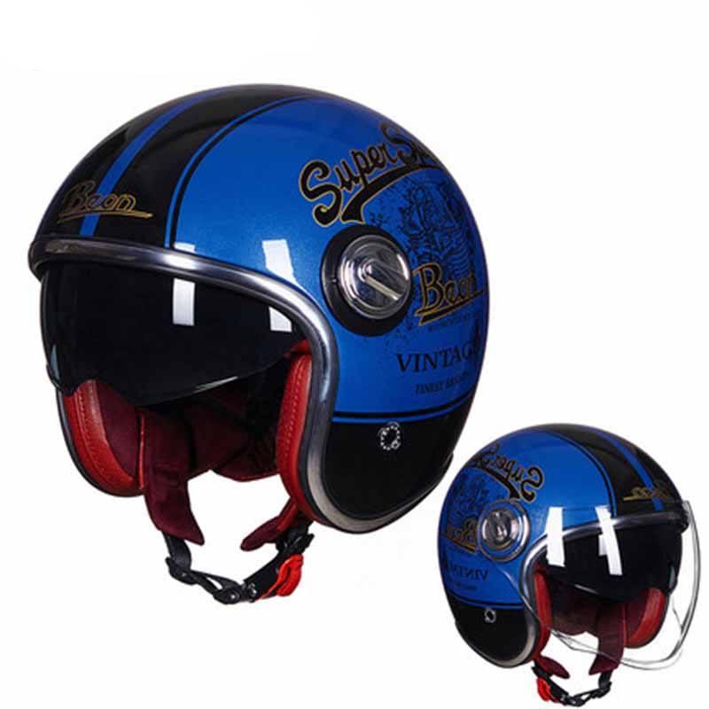 Retro Moto Helmet - Blue Force Sports