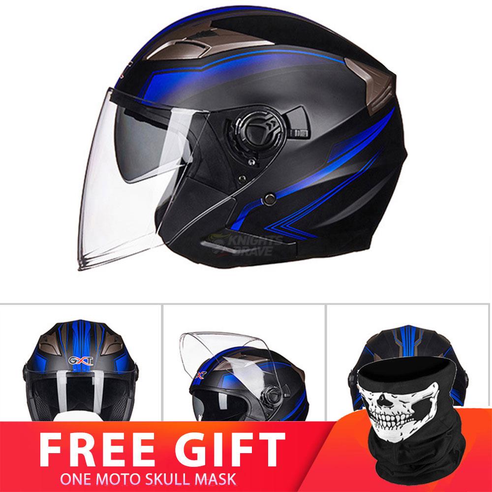 Motorcycle Double Lens Helmet - Blue Force Sports