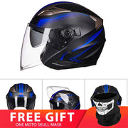 Motorcycle Double Lens Helmet - Blue Force Sports