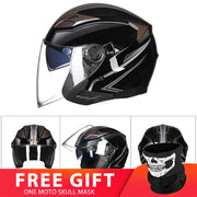 Motorcycle Double Lens Helmet - Blue Force Sports