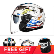 Motorcycle Double Lens Helmet - Blue Force Sports