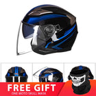 Motorcycle Double Lens Helmet - Blue Force Sports