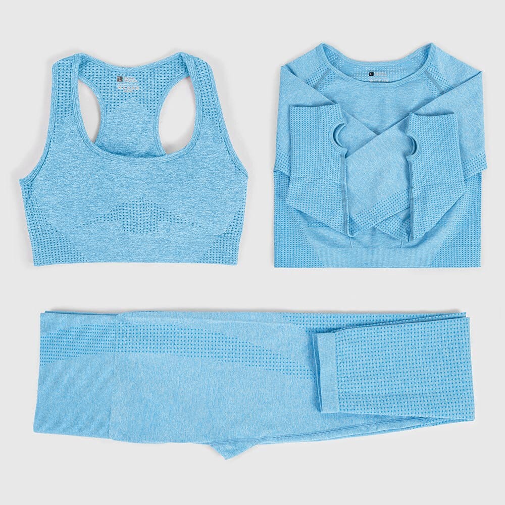 Elastic Seamless Yoga Set for Women - Blue Force Sports