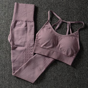 Women's Solid Color Sports Bra and Leggings Set - Blue Force Sports