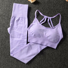 Women's Solid Color Sports Bra and Leggings Set - Blue Force Sports