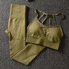 Women's Solid Color Sports Bra and Leggings Set - Blue Force Sports