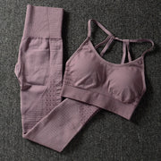 Women's Solid Color Sports Bra and Leggings Set - Blue Force Sports