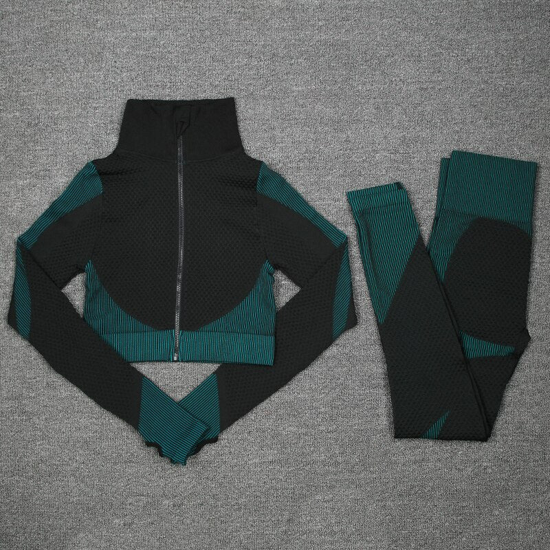 Women's Crop Top And Push Up Leggings - Blue Force Sports