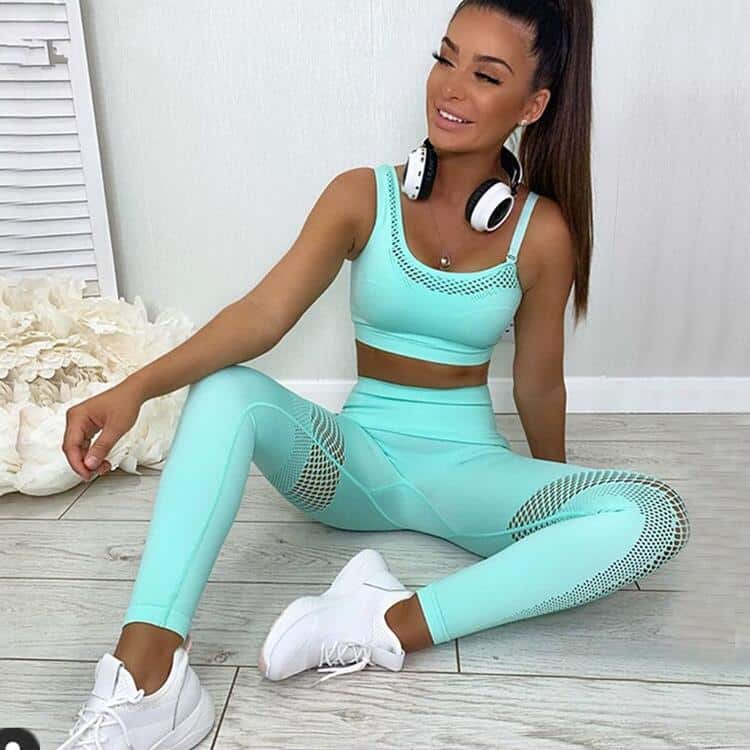 Solid Color Seamless Yoga Set for Women - Blue Force Sports
