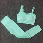 Solid Color Seamless Yoga Set for Women - Blue Force Sports