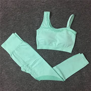 Solid Color Seamless Yoga Set for Women - Blue Force Sports
