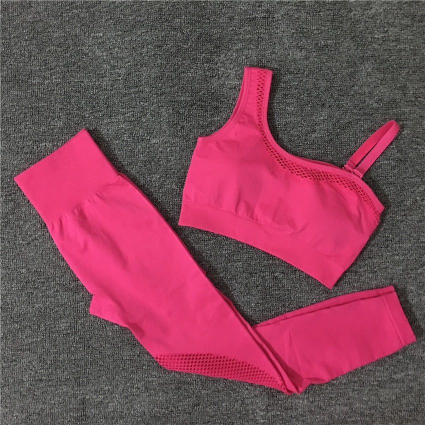 Solid Color Seamless Yoga Set for Women - Blue Force Sports