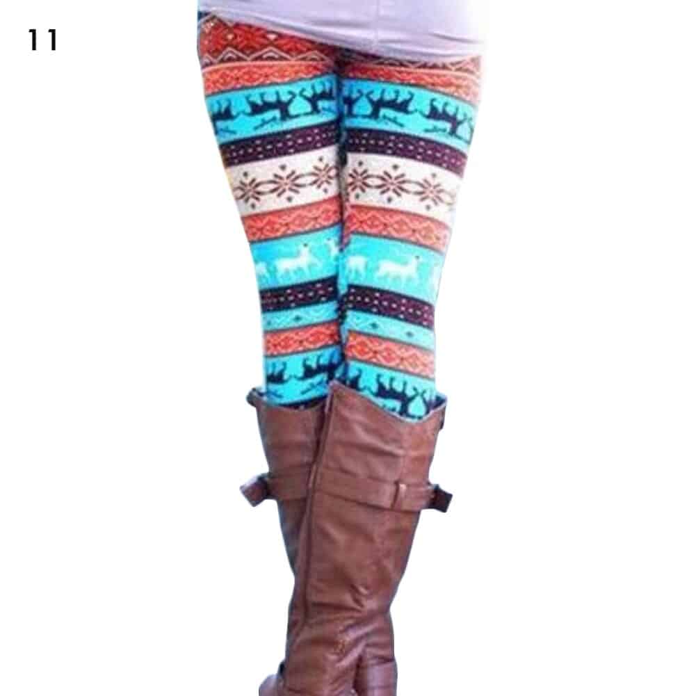 Women's High Waisted Leggings with Christmas Print - Blue Force Sports