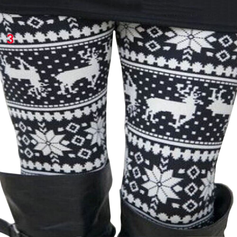 Women's High Waisted Leggings with Christmas Print - Blue Force Sports