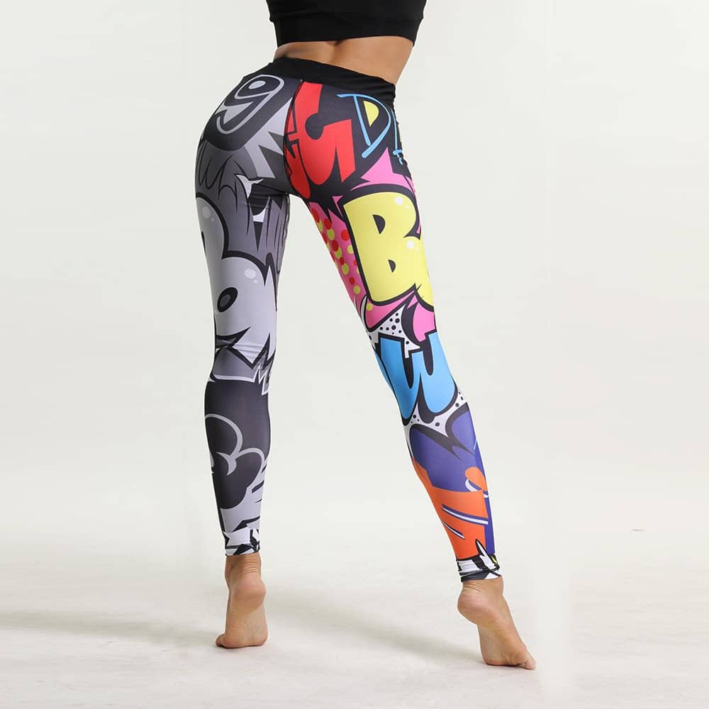 Women's Cartoon Stylized Leggings with Push Up - Blue Force Sports