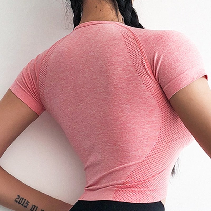 Women's Cropped Seamless Short Sleeves Sport T-Shirt - Blue Force Sports