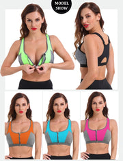 Women's Sexy Push Up Sports Bra with Front Zipper - Blue Force Sports