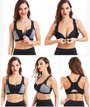 Women's Sexy Push Up Sports Bra with Front Zipper - Blue Force Sports
