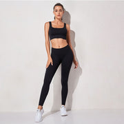 Women's Seamless Ribbed Yoga Set - Blue Force Sports