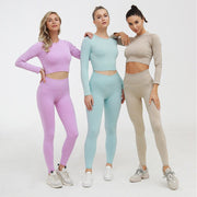 Women's Seamless Ribbed Yoga Set - Blue Force Sports