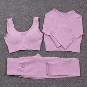 Women's Seamless Ribbed Yoga Set - Blue Force Sports