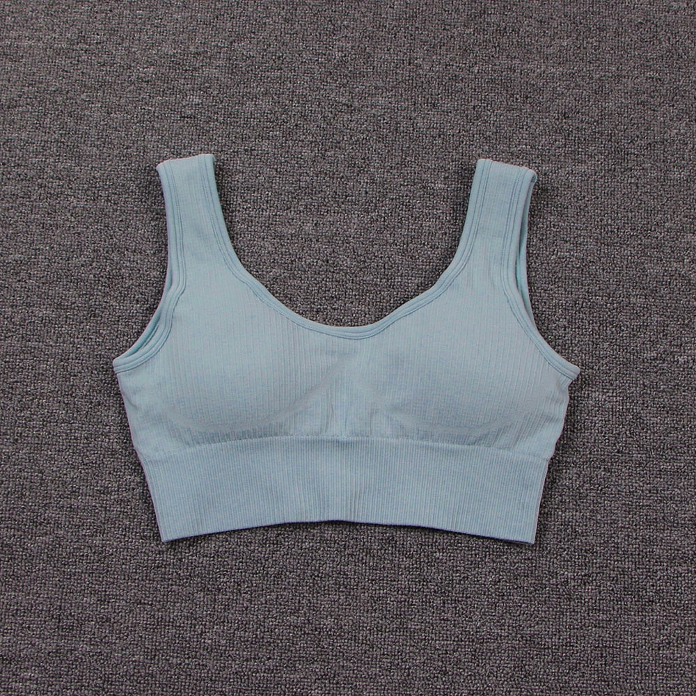 Women's Seamless Ribbed Yoga Set - Blue Force Sports
