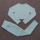 Women's Seamless Ribbed Yoga Set - Blue Force Sports