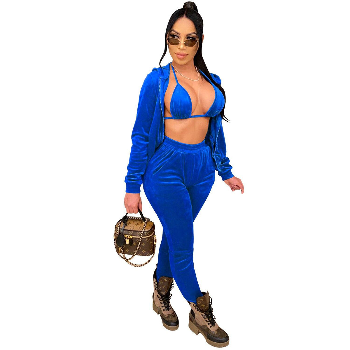 Long Sleeve Women's Sexy 3 Piece Clothing Set - Blue Force Sports