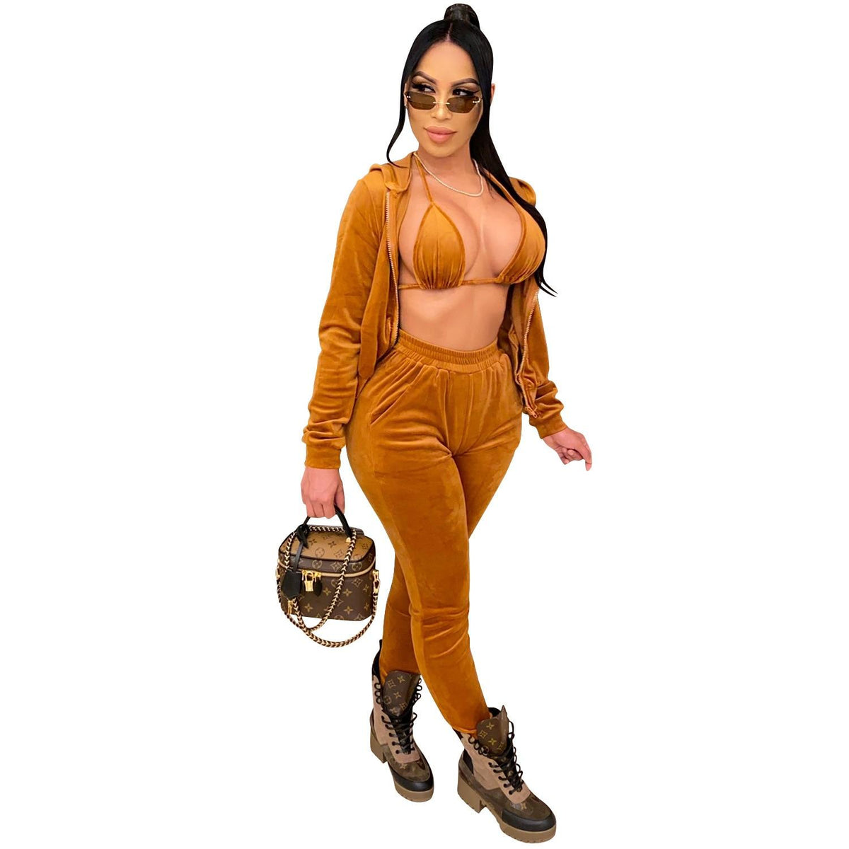 Long Sleeve Women's Sexy 3 Piece Clothing Set - Blue Force Sports