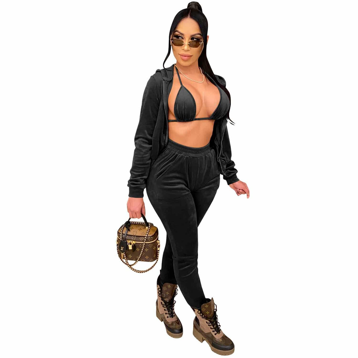 Long Sleeve Women's Sexy 3 Piece Clothing Set - Blue Force Sports