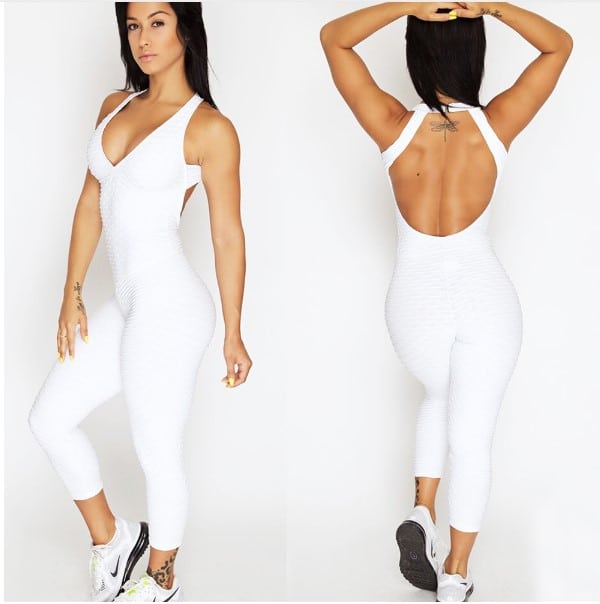 Women's Solid Color Textured Sports Jumpsuit - Blue Force Sports
