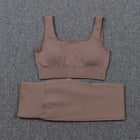 Women's Solid Color Sports Leggings and Bra Set - Blue Force Sports