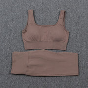 Women's Solid Color Sports Leggings and Bra Set - Blue Force Sports