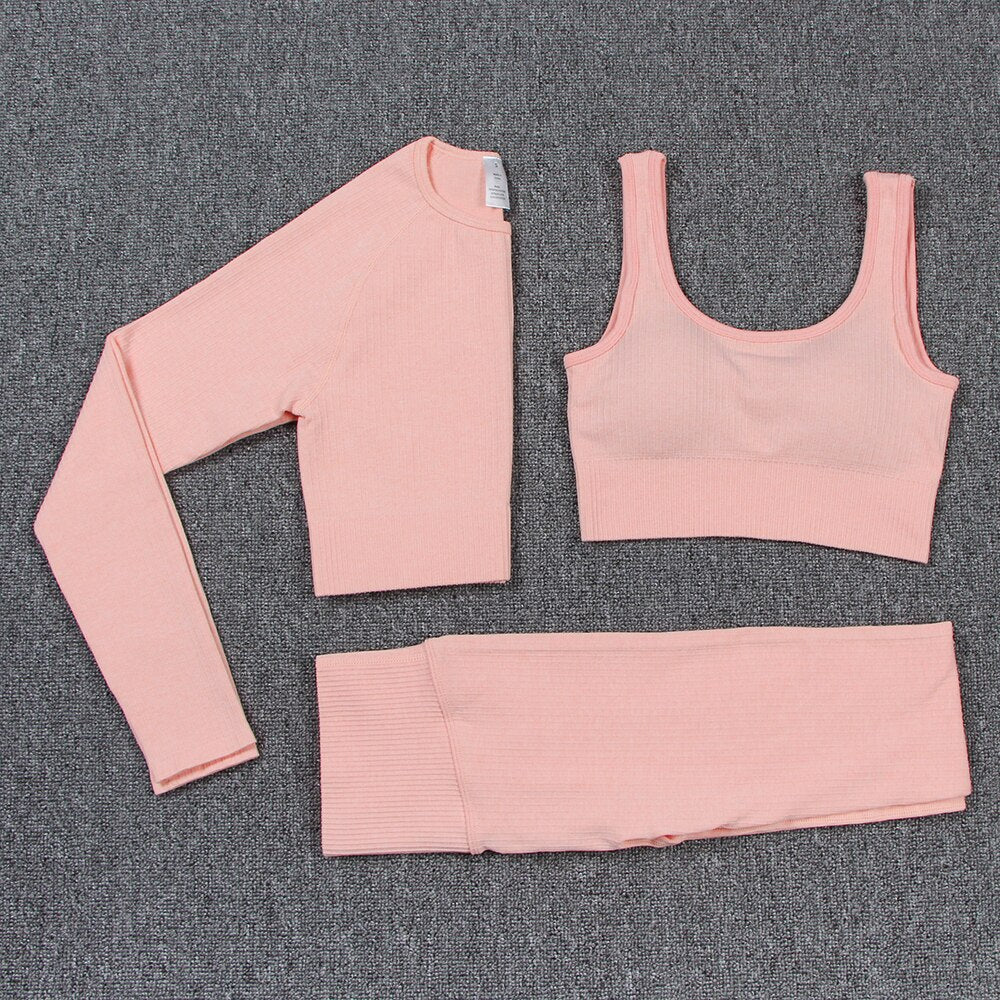 Women's Solid Color Sports Leggings and Bra Set - Blue Force Sports