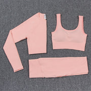 Women's Solid Color Sports Leggings and Bra Set - Blue Force Sports