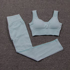 Women's Solid Color Sports Leggings and Bra Set - Blue Force Sports