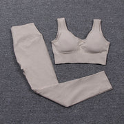 Women's Solid Color Sports Leggings and Bra Set - Blue Force Sports