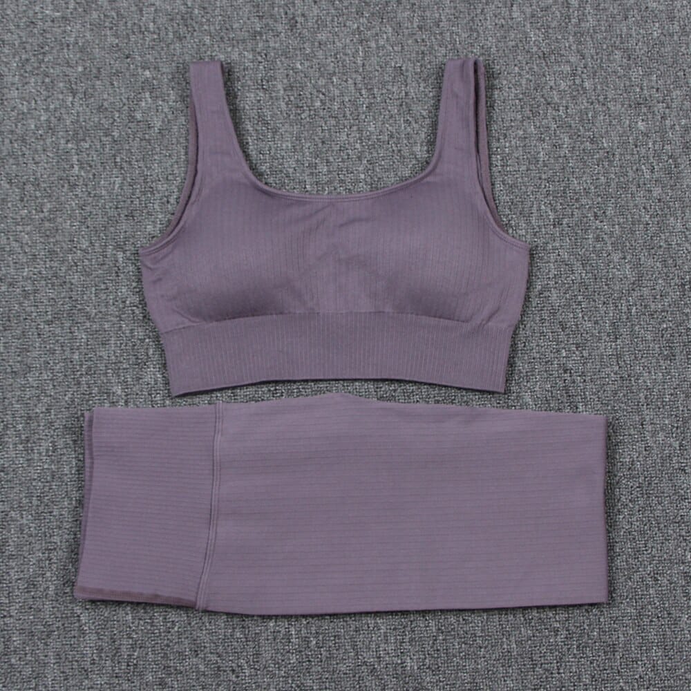 Women's Solid Color Sports Leggings and Bra Set - Blue Force Sports