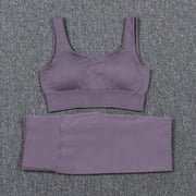 Women's Solid Color Sports Leggings and Bra Set - Blue Force Sports