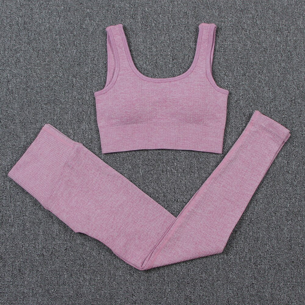 Women's Solid Color Sports Leggings and Bra Set - Blue Force Sports
