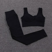 Women's Solid Color Sports Leggings and Bra Set - Blue Force Sports