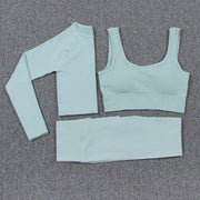 Women's Solid Color Sports Leggings and Bra Set - Blue Force Sports