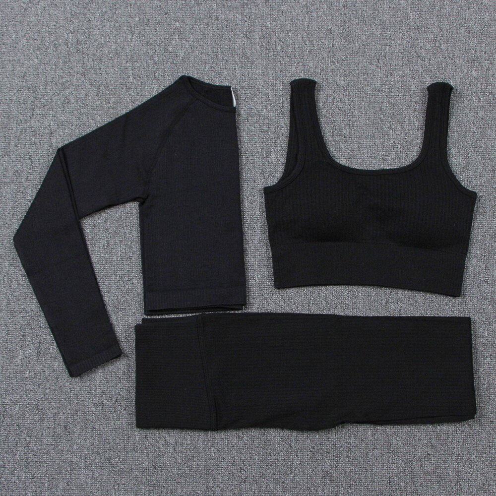 Women's Solid Color Sports Leggings and Bra Set - Blue Force Sports