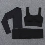 Women's Solid Color Sports Leggings and Bra Set - Blue Force Sports