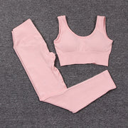 Women's Solid Color Sports Leggings and Bra Set - Blue Force Sports