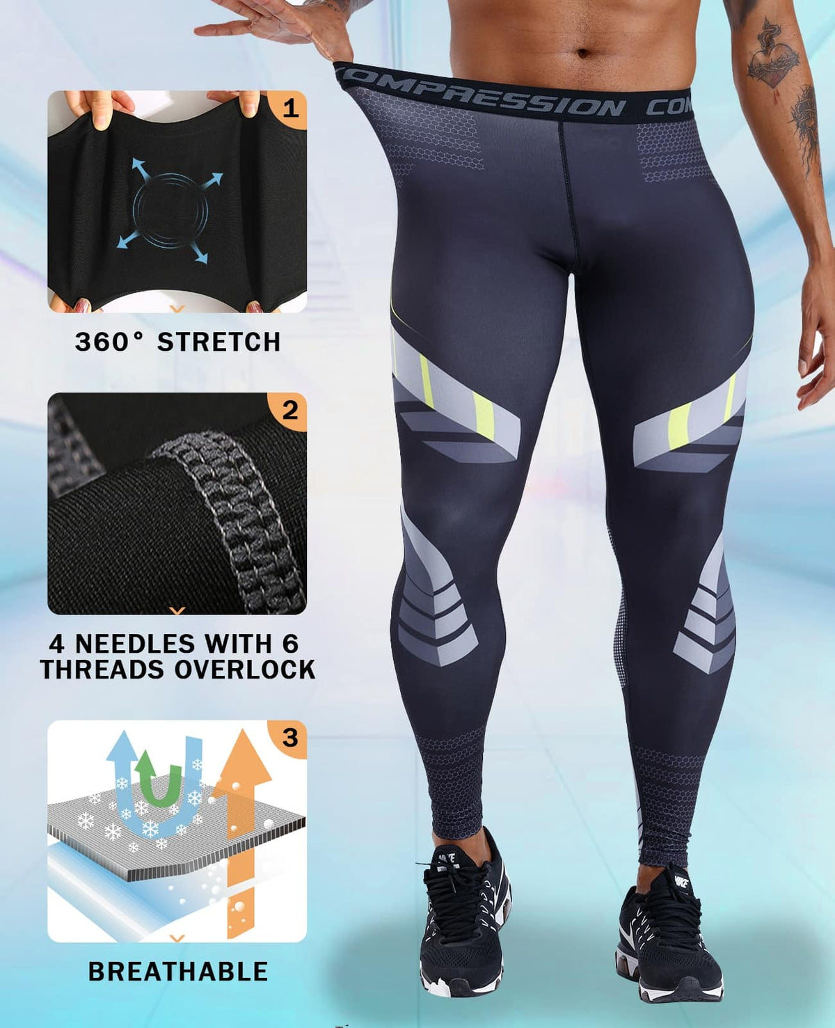 Men's Compression Quick Dry Pants - Blue Force Sports